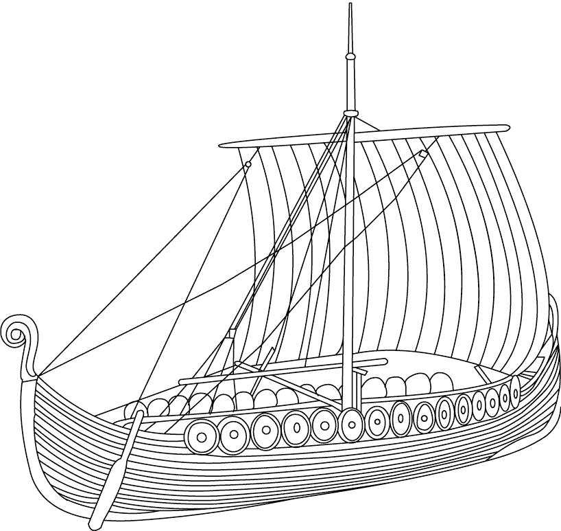 Раскраска Средневековое судно. корабли