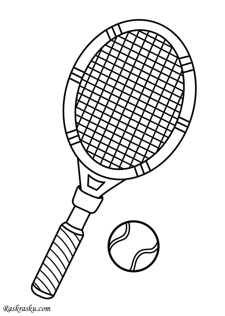 Название: Раскраска ракетка и мяч. Категория: Теннис. Теги: Теннис.