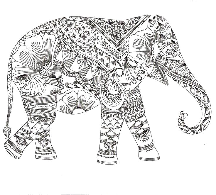 Раскраска Этнический слон. антистресс