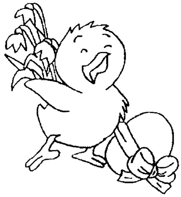 Раскраска радостный цыпленок . на Пасху