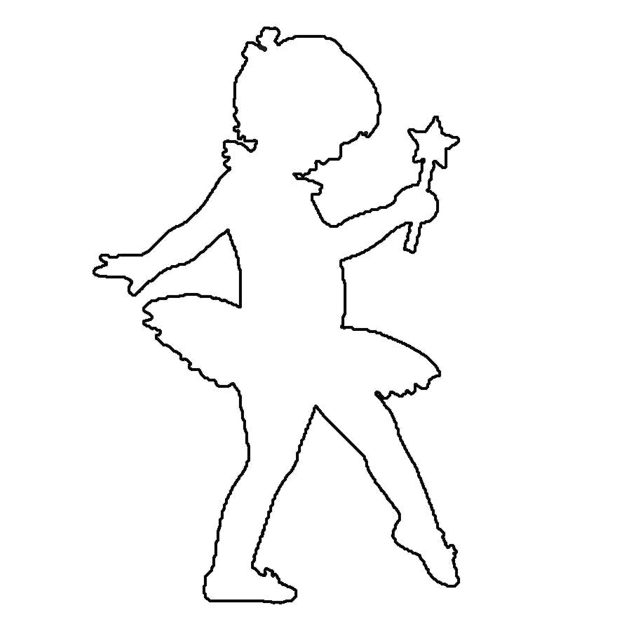 Раскраска  шаблоны балерин балерина девочка контур для вырезания из бумаги. Скачать Шаблон.  Распечатать Шаблон