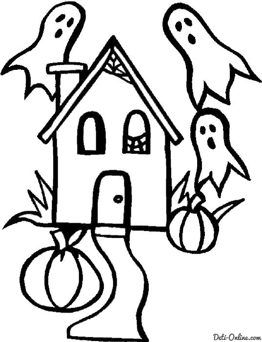 Название: Раскраска Раскраска Домик с привидениями. Категория: Хэллоуин. Теги: .