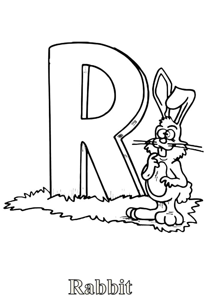 Раскраска  буква r -rabbit. буква