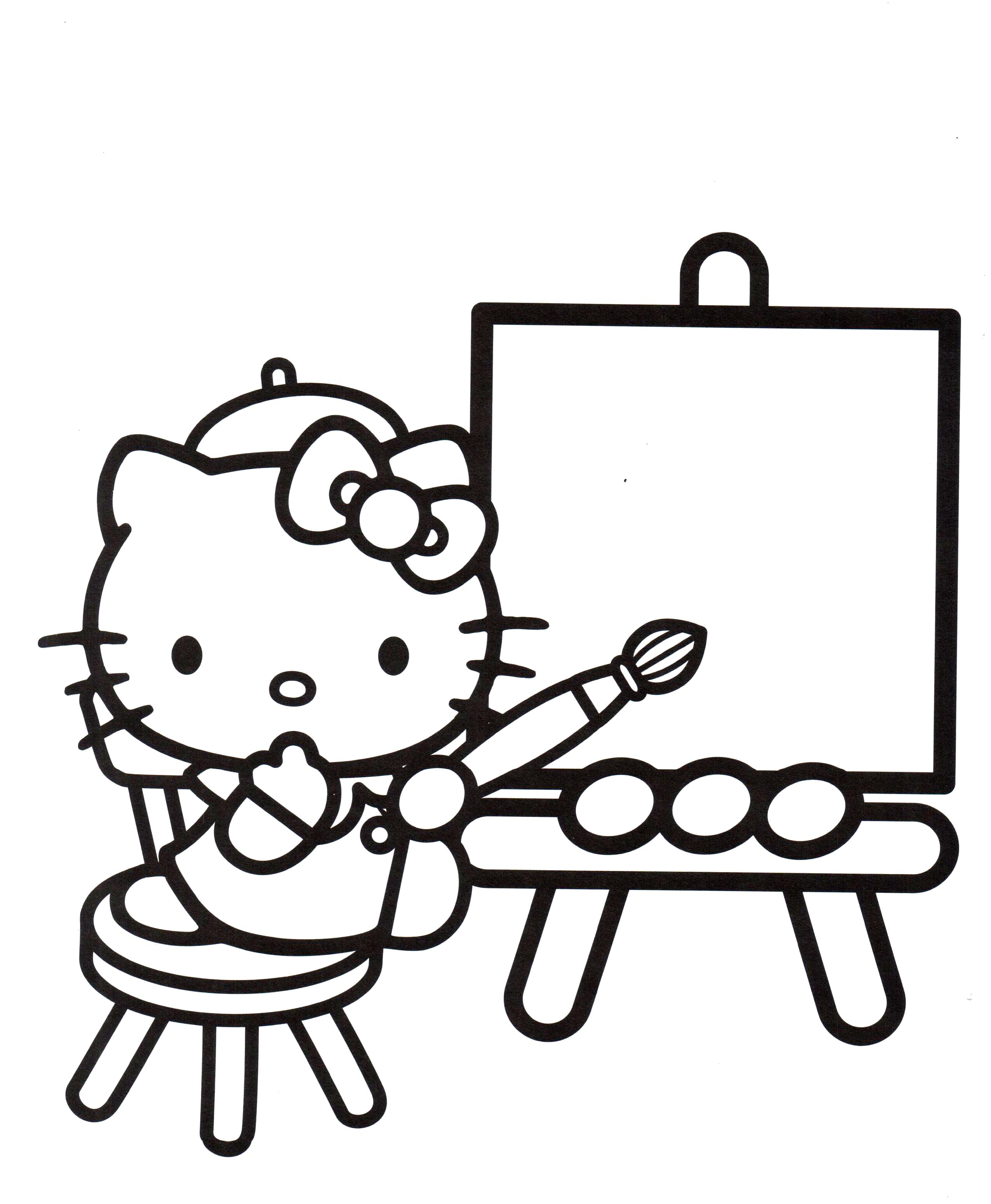 Раскраска Китти художница. Скачать .  Распечатать 