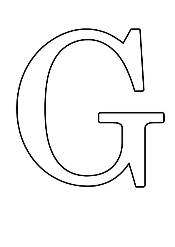 Раскраска Большие буквы английского алфавита, Буква Gg. Скачать буквы.  Распечатать буквы