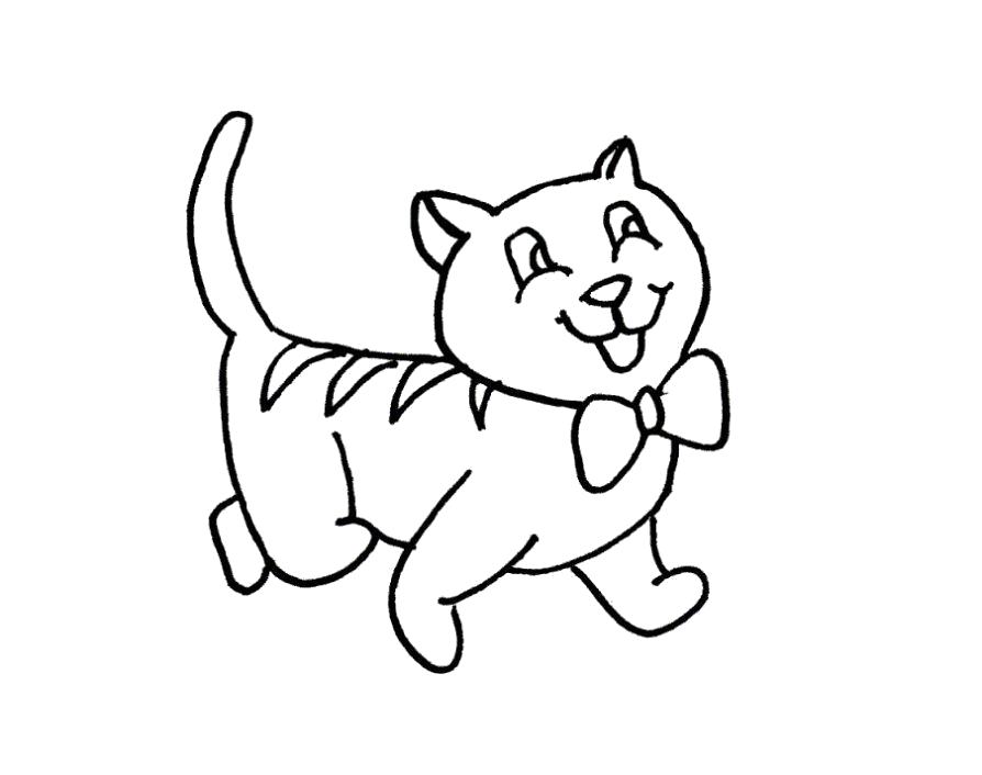 Название: Раскраска  котик гуляет. Категория: Домашние животные. Теги: Котенок.