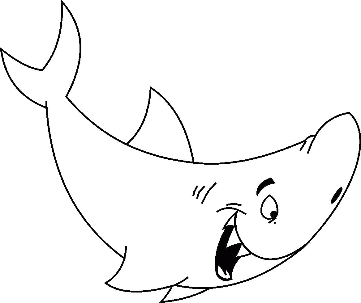 Раскраска Радостная акула. Морские животные