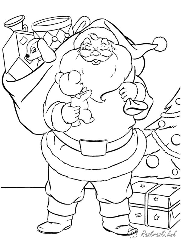 Название: Раскраска Раскраски мороз раскраски детям, черно-белые картинки, новый год, праздник, зима, дед мороз, подарки. Категория: Новый год. Теги: Санта Клаус.