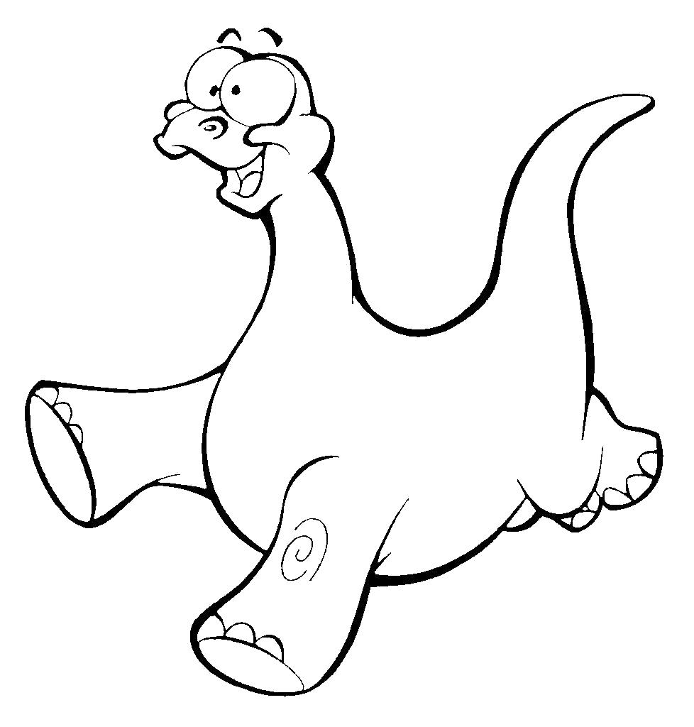 Раскраска Веселый Динозавр. Скачать динозавр.  Распечатать динозавр
