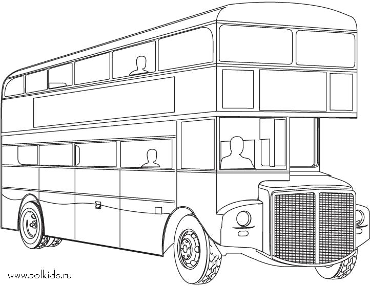Раскраска Картинки раскраски, автобус, двухэтажный автобус. 