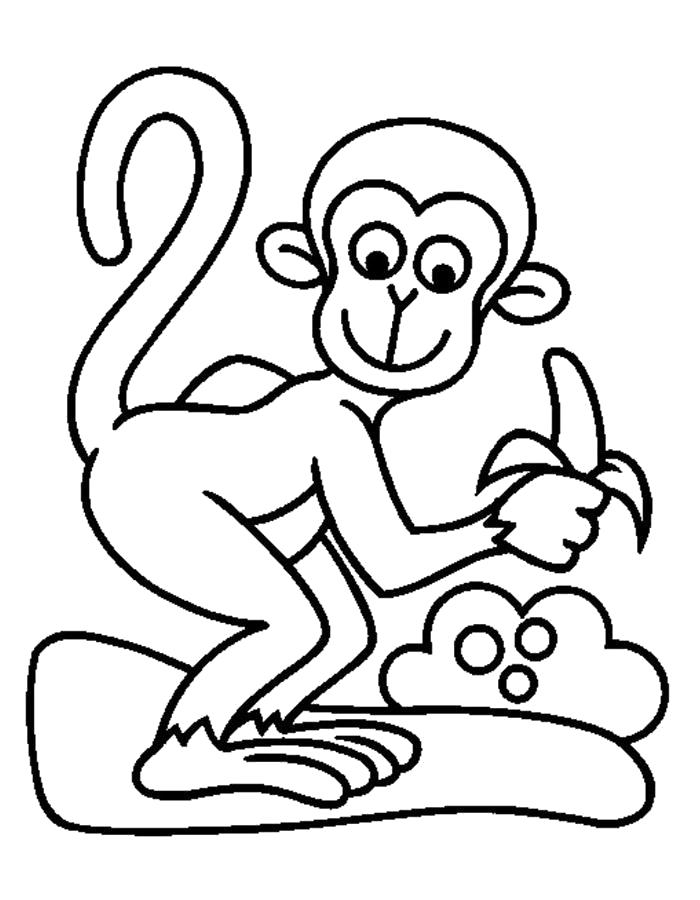 Раскраска Банан и обезьянка. 