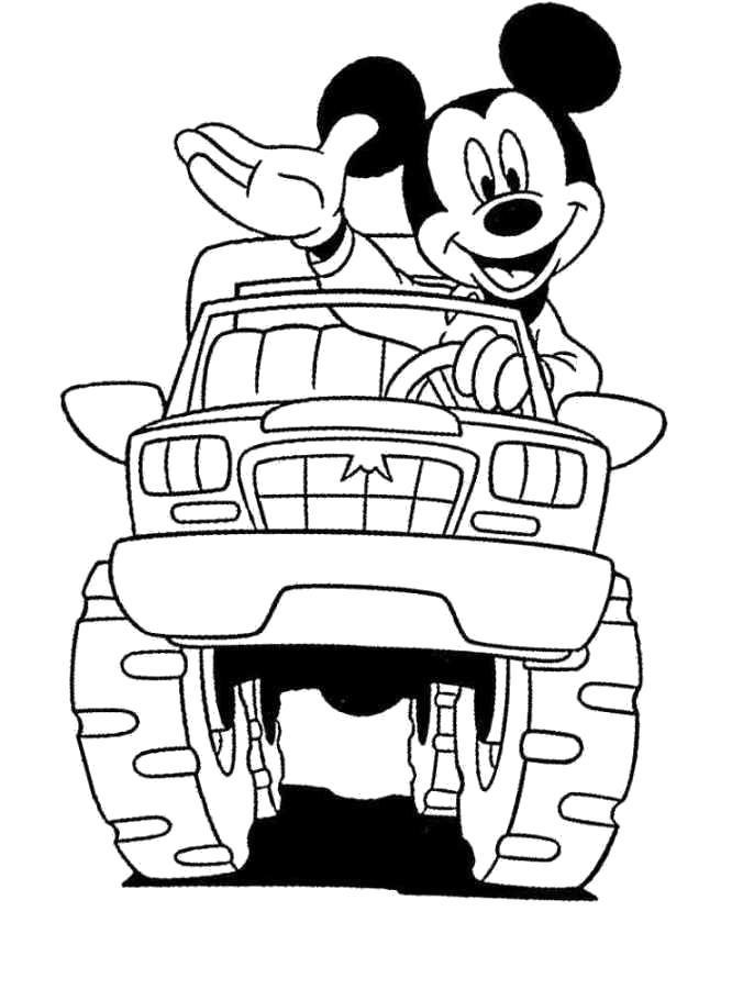 Название: Раскраска Микки Маус за рулём. Категория: Микки маус. Теги: Микки маус.