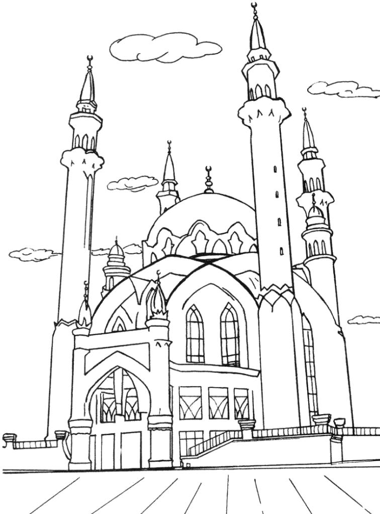 Раскраска Мечеть. Скачать Мечеть.  Распечатать Мечеть