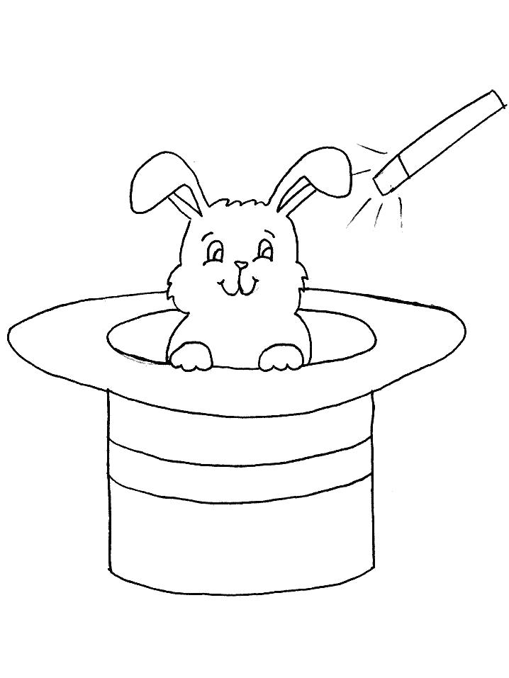 Название: Раскраска  кролик в шляпе. Категория: Домашние животные. Теги: Заяц.