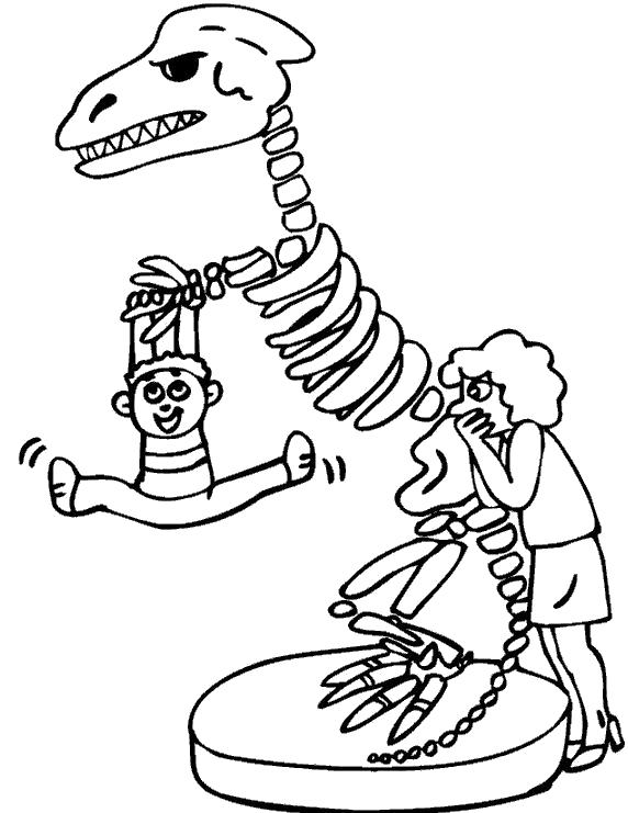 Раскраска Скелет динозавра. Скачать Скелет.  Распечатать Скелет