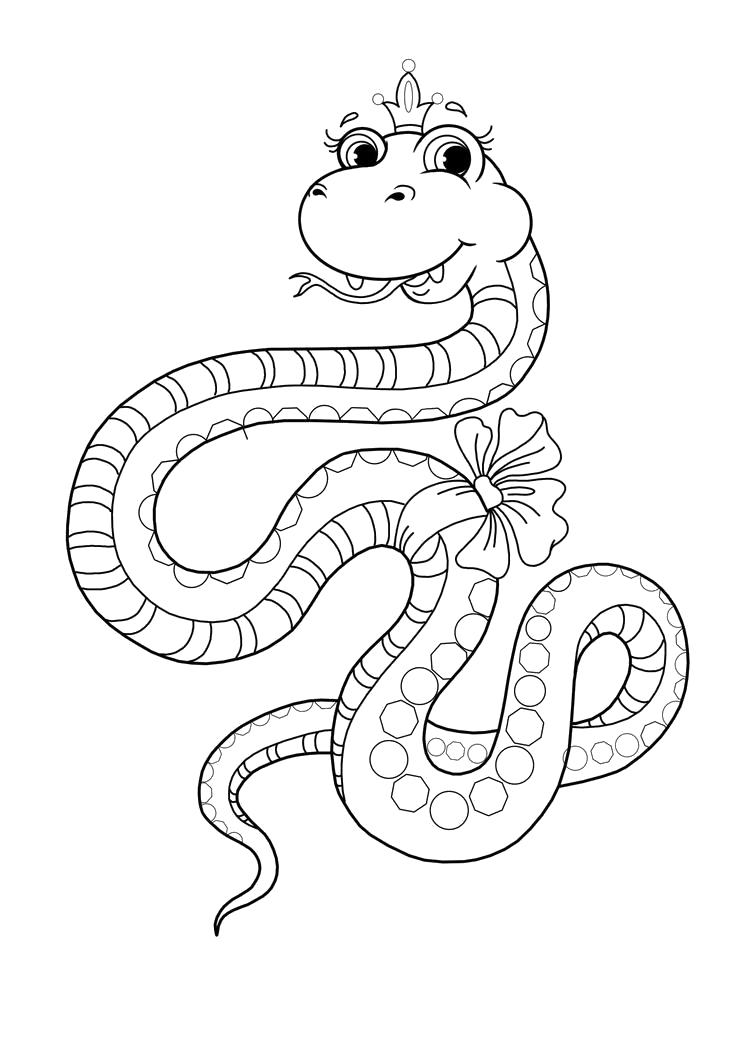 Раскраска Змея с бантиком. Дикие животные