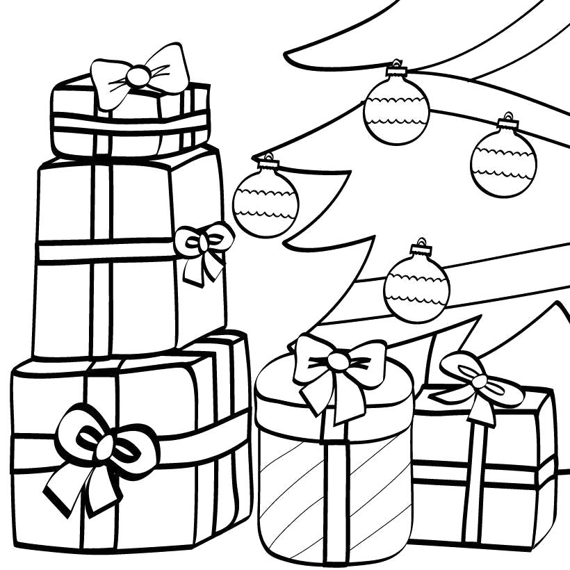 Название: Раскраска Подарки под елкой. Категория: Новый год. Теги: Подарки.