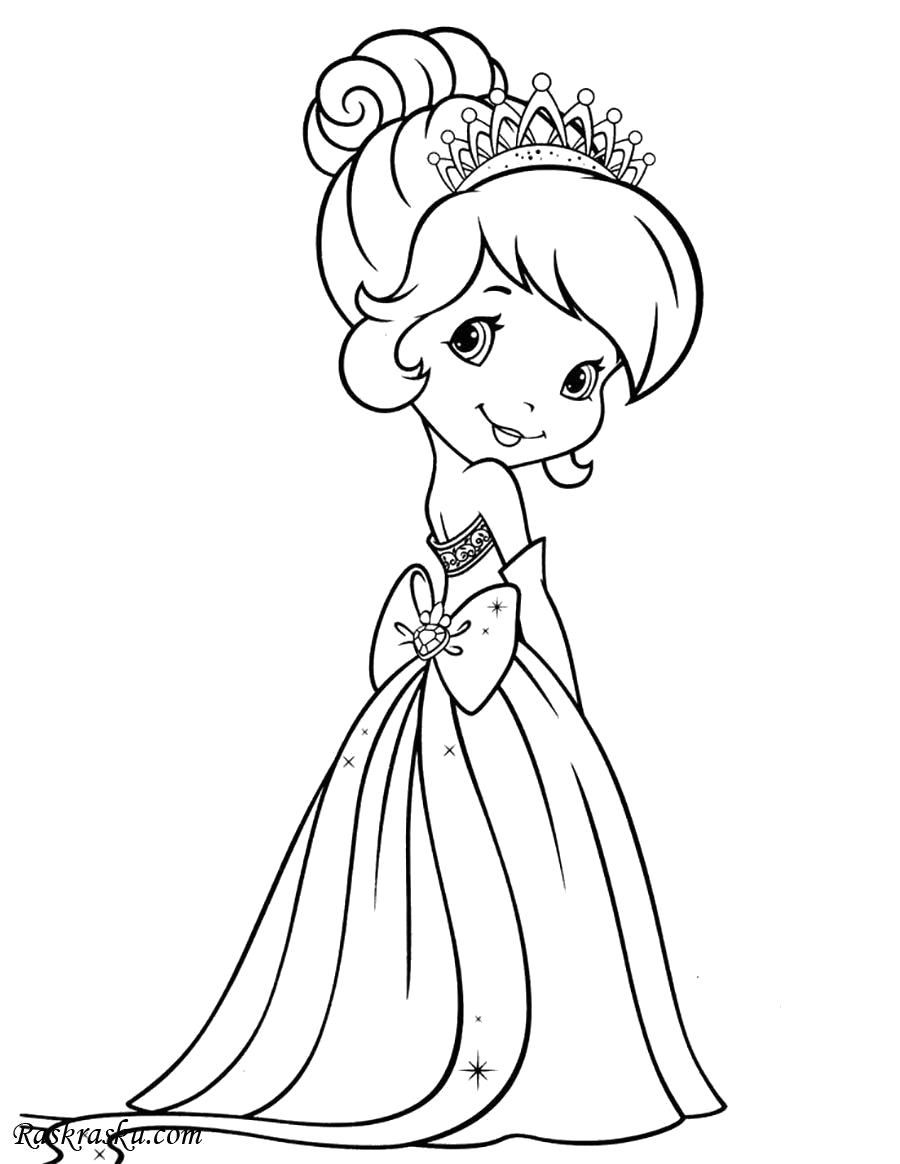 Раскраска Шери в платье принцессы. Скачать принцесса.  Распечатать принцесса