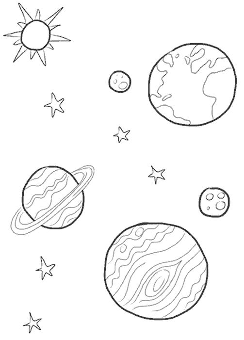 Раскраска Крупные планеты солнечной системы. Назови их. Скачать Планеты.  Распечатать Планеты