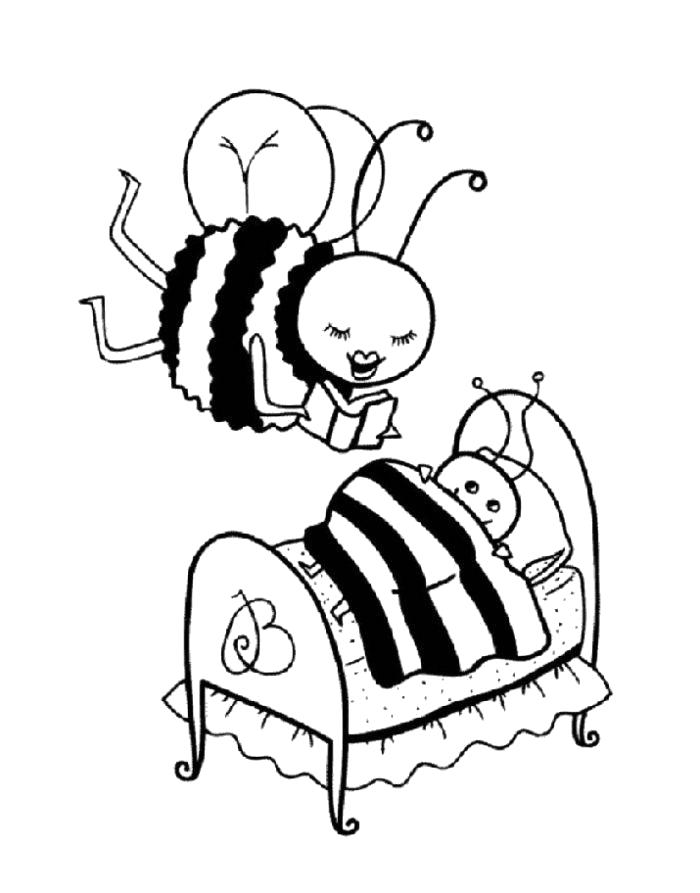 Раскраска Разукрашка пчелы для детей. Скачать Пчела.  Распечатать Насекомые