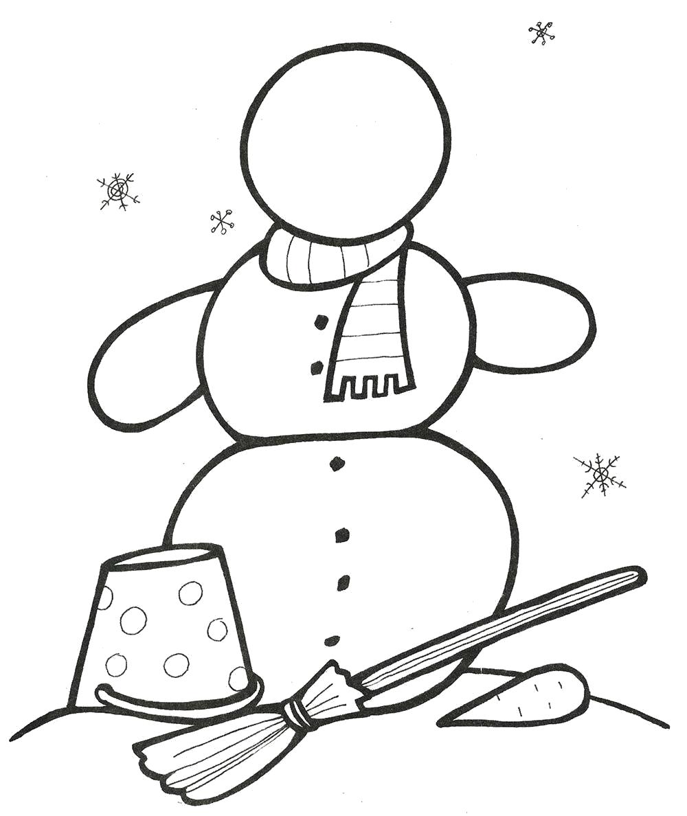 Раскраска  снеговик. Скачать снеговик.  Распечатать Зима