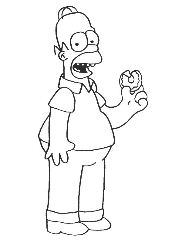 Раскраска Гомер кушает печеньку. Симпсоны