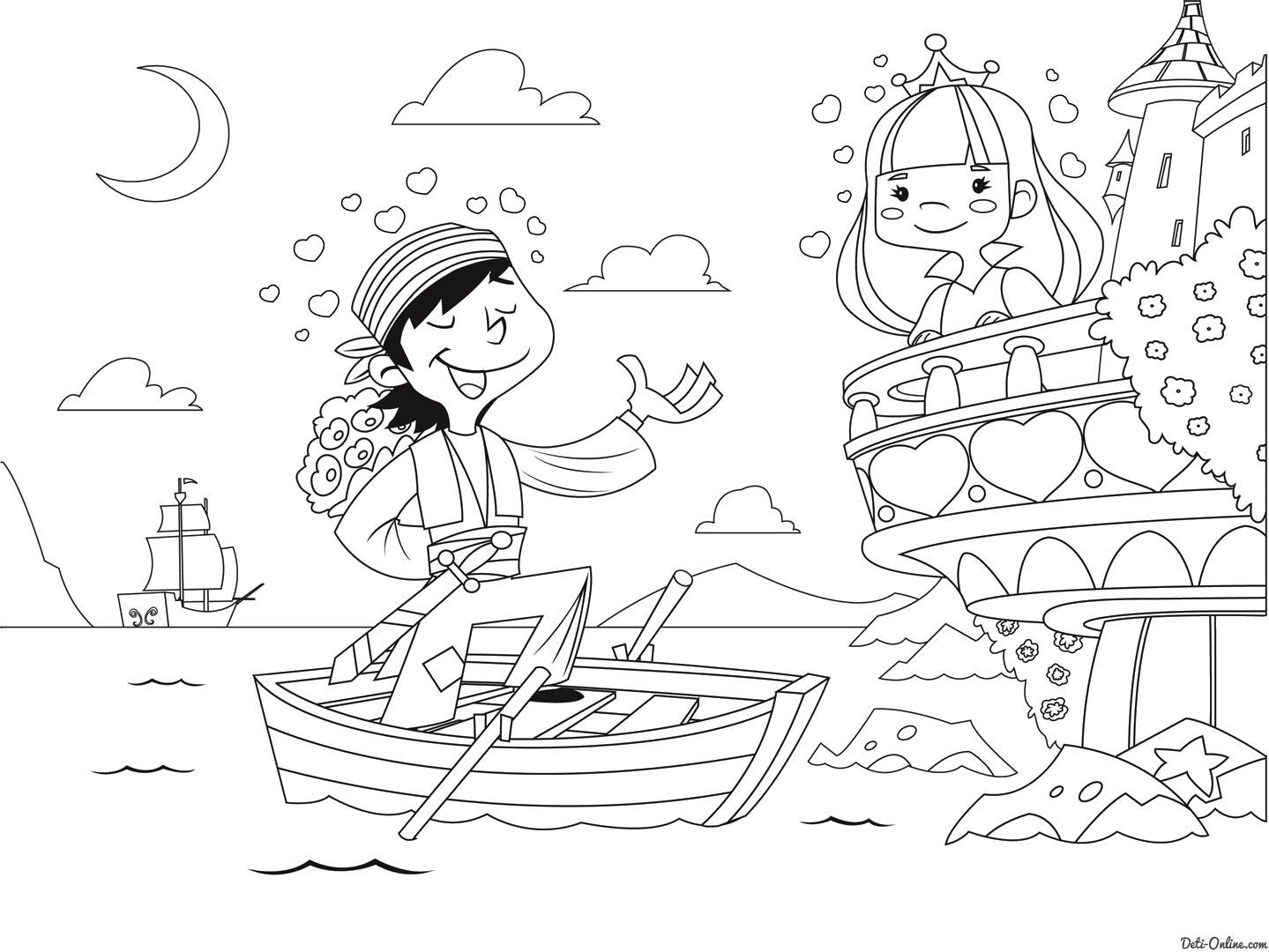 Раскраска Раскраска Принцесса и пират. Пират