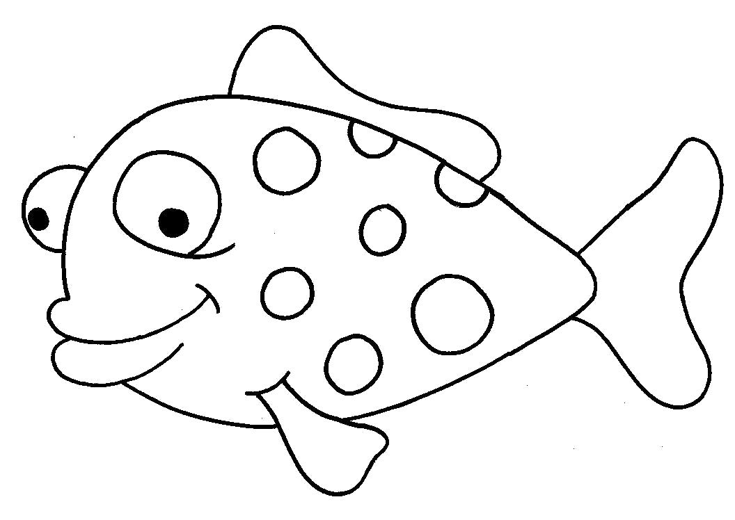 Раскраска Раскраска рыба контур для малышей с круглешками. Рыбы