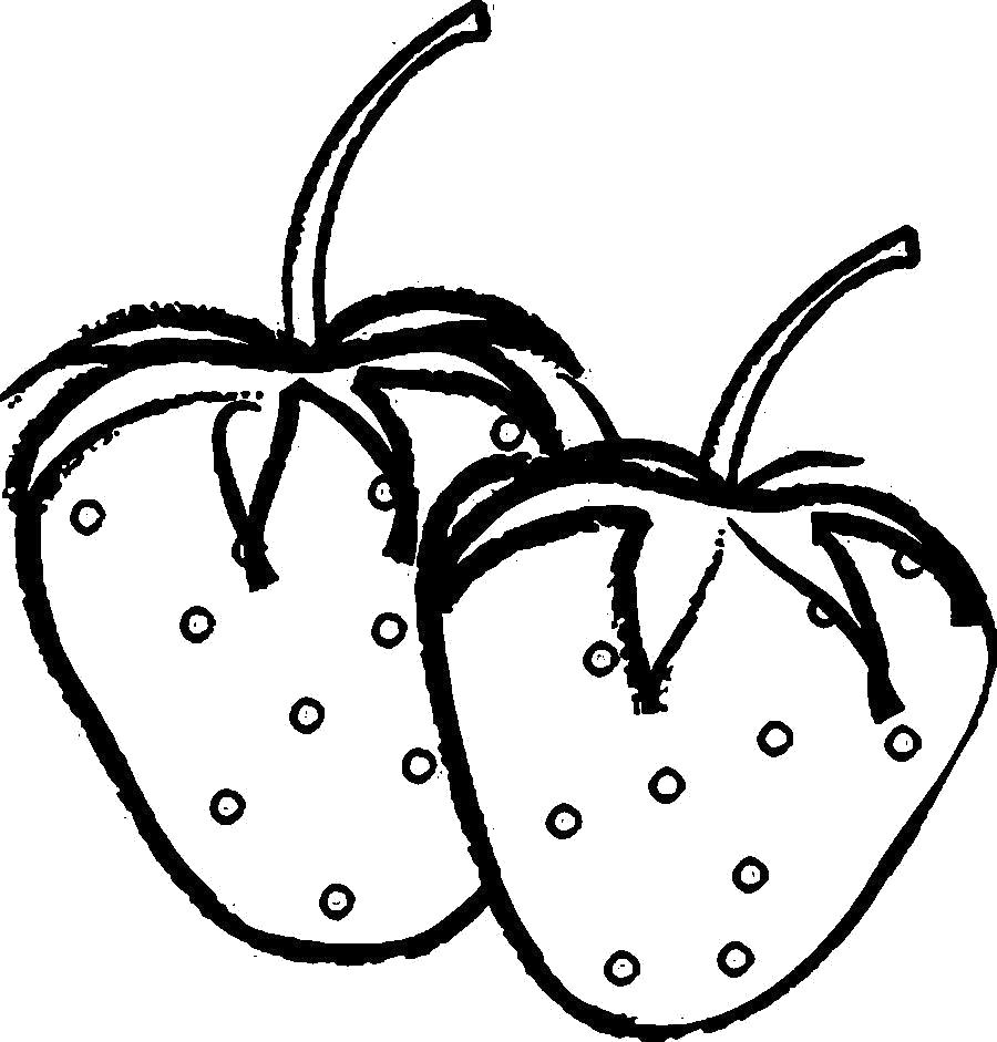 Раскраска Раскраски шаблон ягоды клубника, ягоды контур для вырезания из бумаги. ягоды