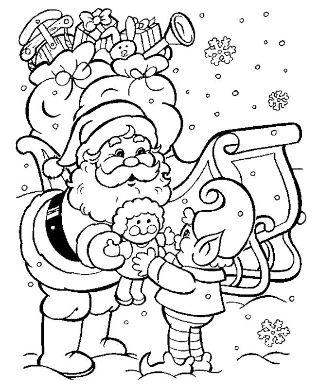 Раскраска Дед мороз дарит подарки. 