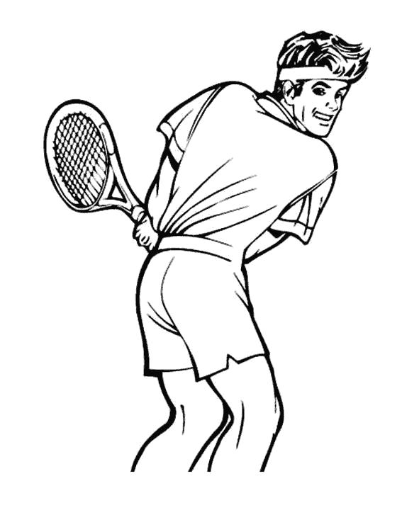 Раскраска Раскраски парень парень, теннис, спорт. Теннис