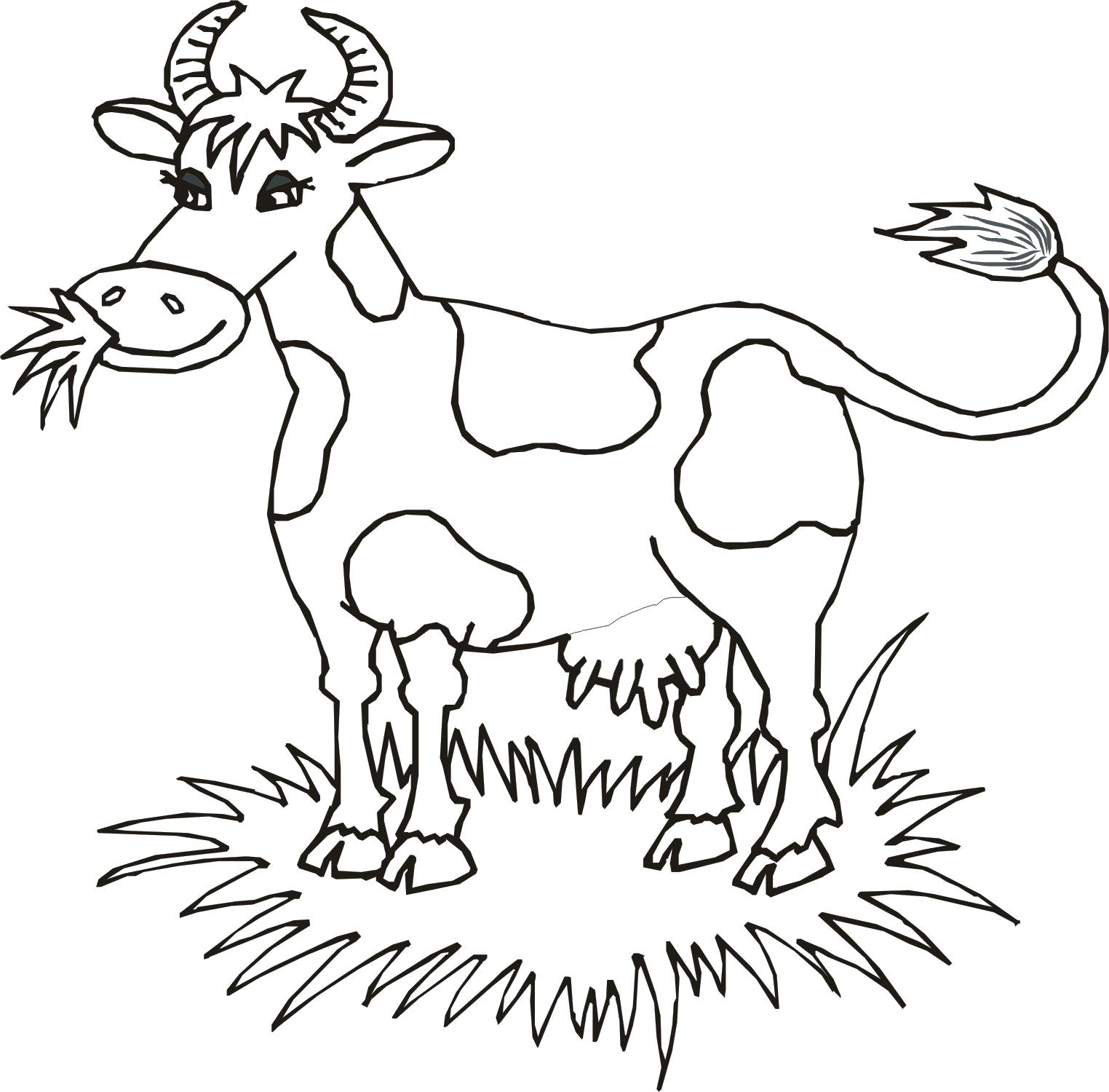 Название: Раскраска Жуёт траву. Категория: Домашние животные. Теги: Корова.