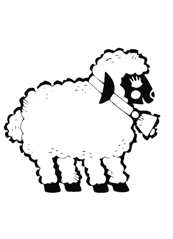 Раскраска  Овца с колокольчиком. Скачать Овца.  Распечатать Овца