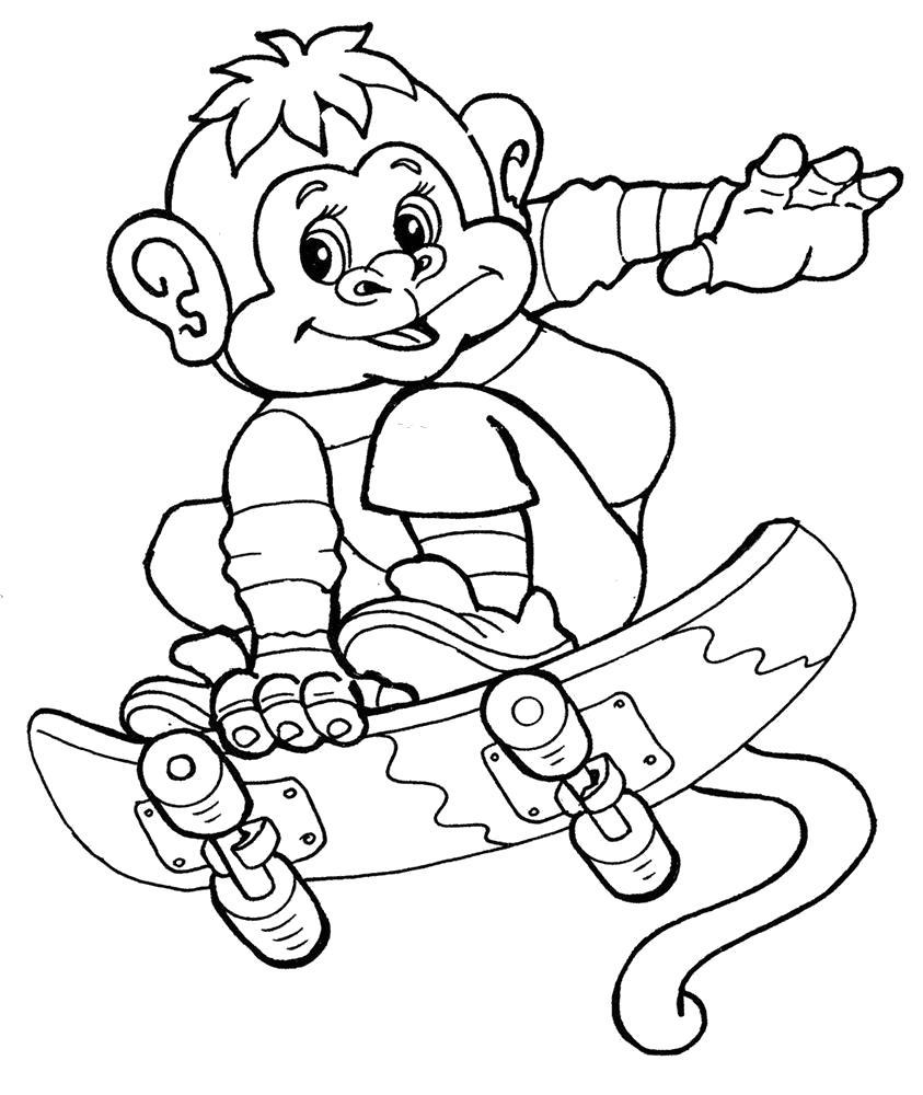 Раскраска  обезьянка. Скачать .  Распечатать 