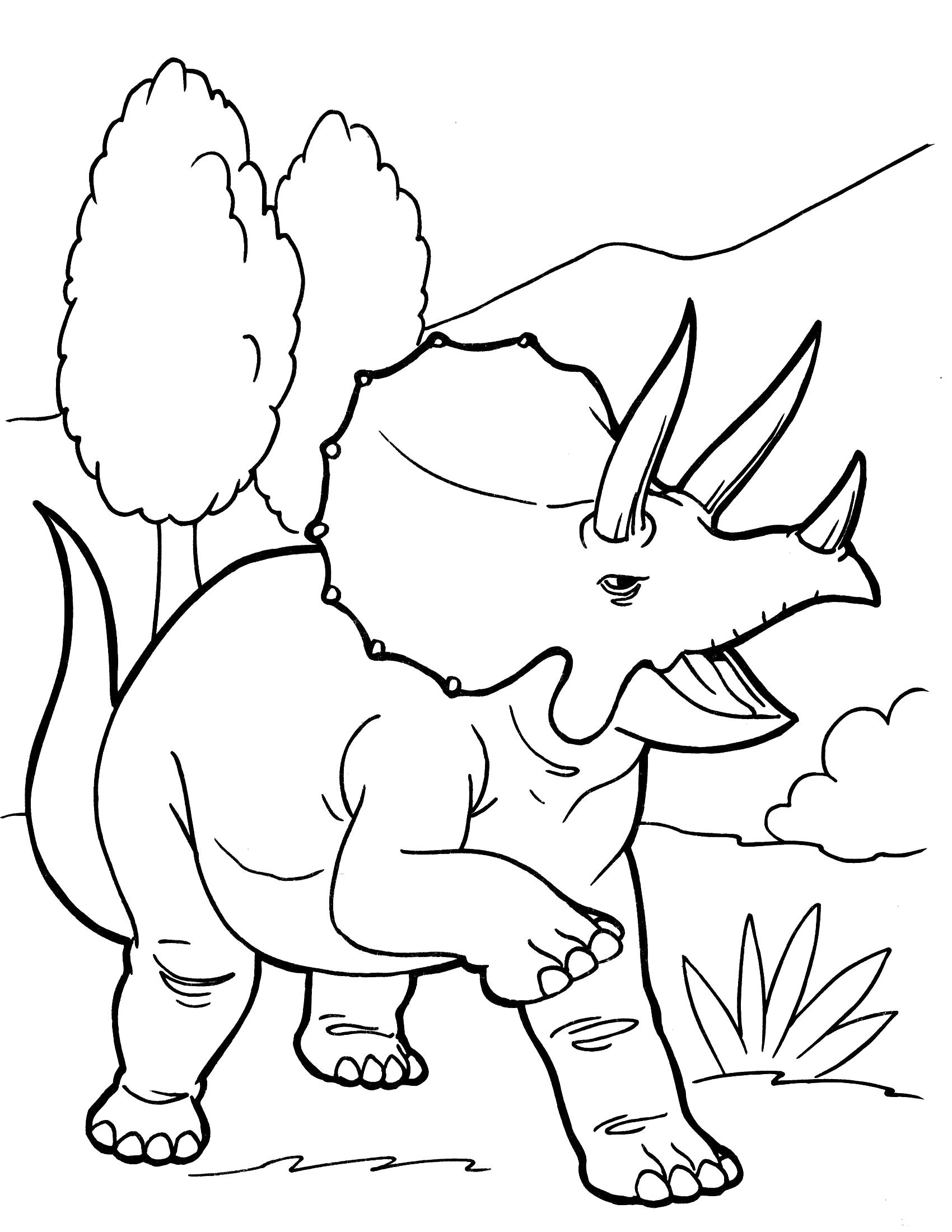 Раскраска Трицератопс. Скачать динозавр.  Распечатать динозавр