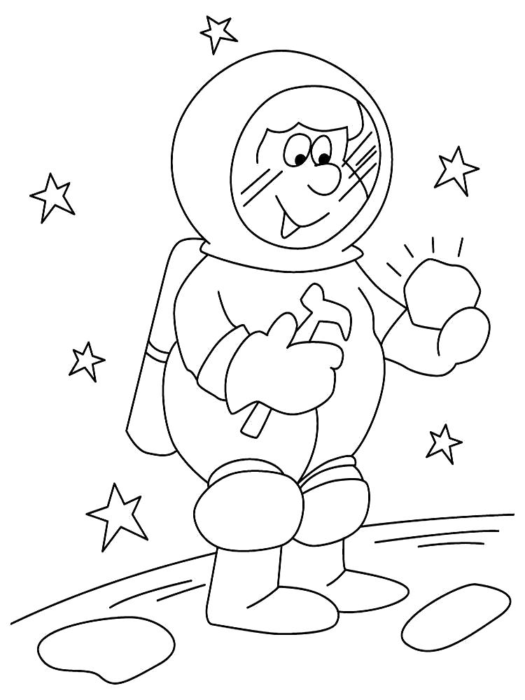 Раскраска Космонавт. Скачать день космонавтики.  Распечатать день космонавтики