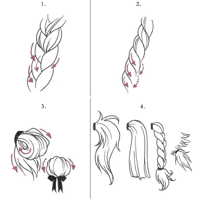 Раскраска Как рисовать волосы. прически
