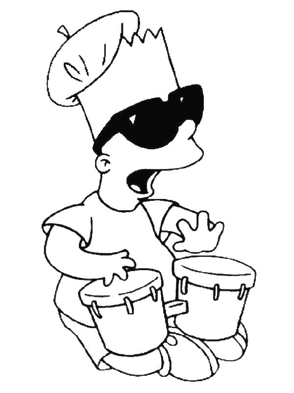 Название: Раскраска Барт играет на барабанах. Категория: Симпсоны. Теги: Симпсоны.