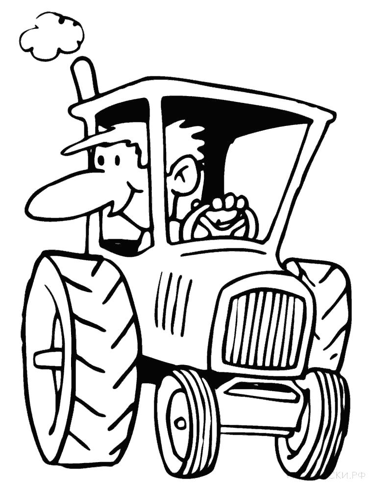 Раскраска Раскраска Трактор с водителем. для мальчиков