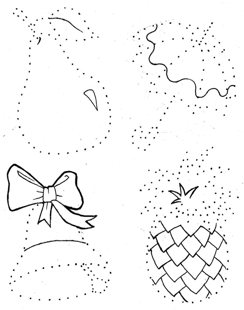 Раскраска рисунки по точкам, колокол, груша, зонт, ананас. Скачать по точкам.  Распечатать по точкам