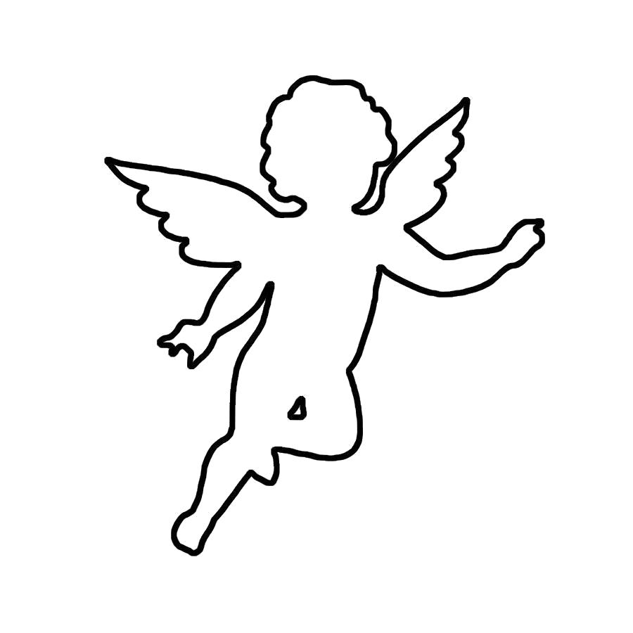 Раскраска  Ангел маленький ангел контур, контур ангела для вырезания из бумаги. Скачать ангел.  Распечатать мифические существа