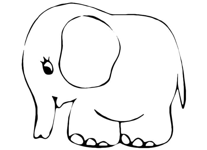 Раскраска контур слона для вырезания. Скачать слон.  Распечатать слон