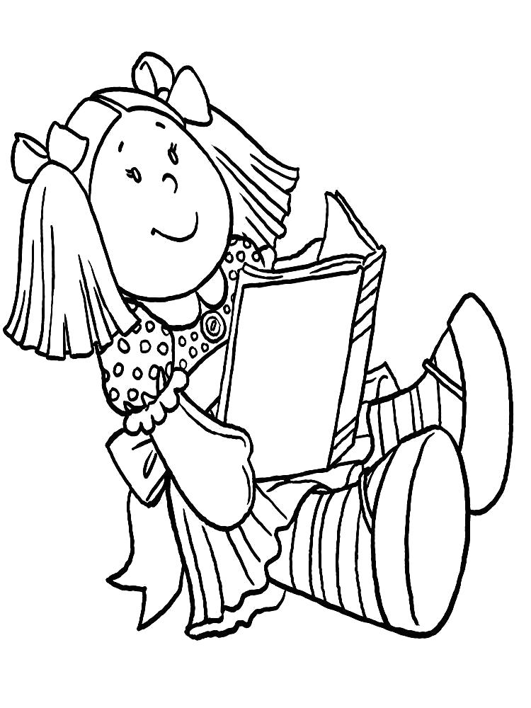 Название: Раскраска Раскраска кукла читает книгу. Категория: Для девочек. Теги: кукла.