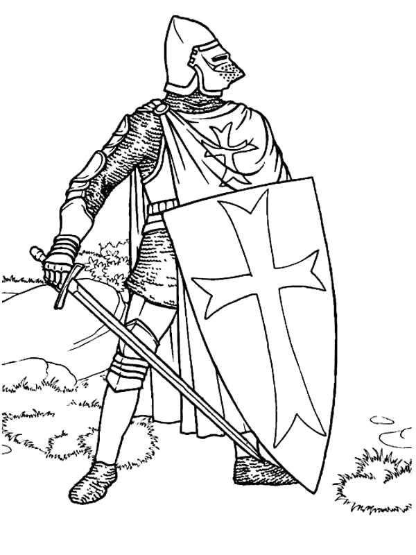 Раскраски Рыцари распечатать бесплатно для детей мальчиков в доспехах средневековья