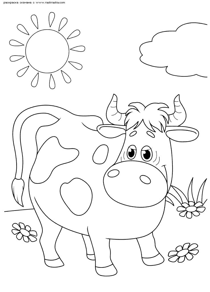 Название: Раскраска Корова Мурка. Категория: Домашние животные. Теги: Корова.