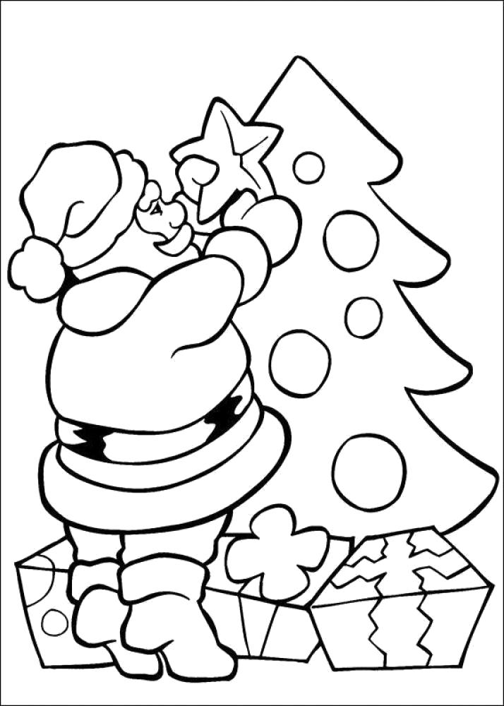 Название: Раскраска Дедушка Мороз нарядил елку. Категория: . Теги: .