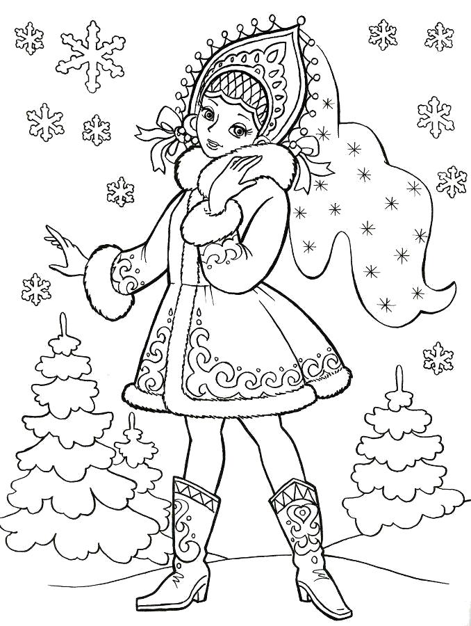 Название: Раскраска Снегурочка в сапожках.. Категория: Новый год. Теги: Снегурочка.