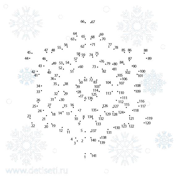 Раскраска Снежинка (141 точка). снежинка