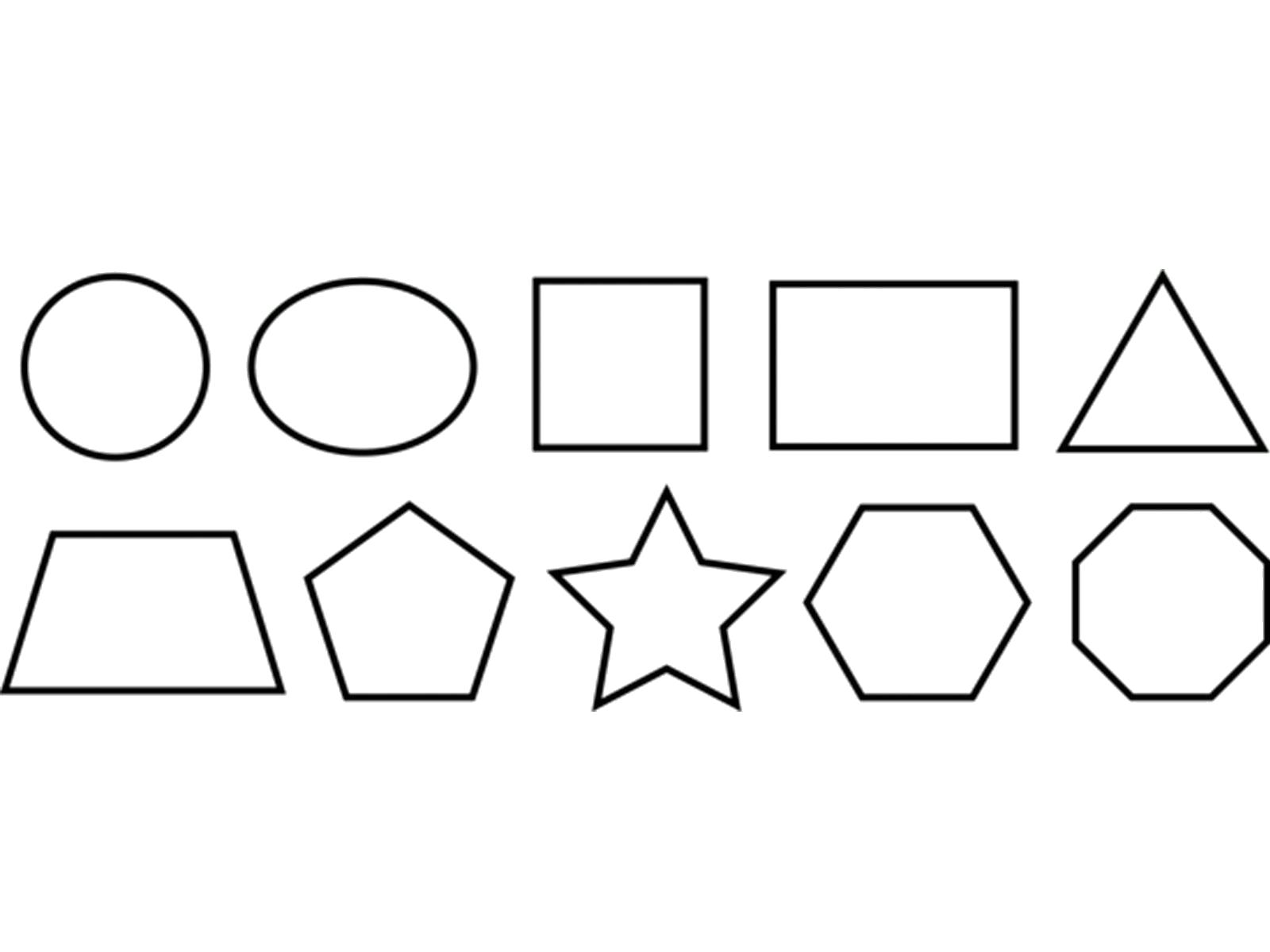Раскраска  геометрические фигуры из бумаги геометрически фигуры шаблоны для вырезания. Скачать круг, квадрат, треугольник, трапеция, овал.  Распечатать геометрические фигуры