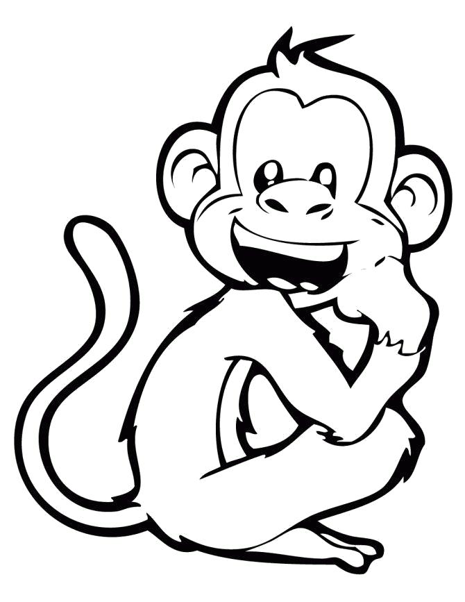 Раскраска  обезьяна, радостная обезьянка. Скачать обезьяна.  Распечатать обезьяна